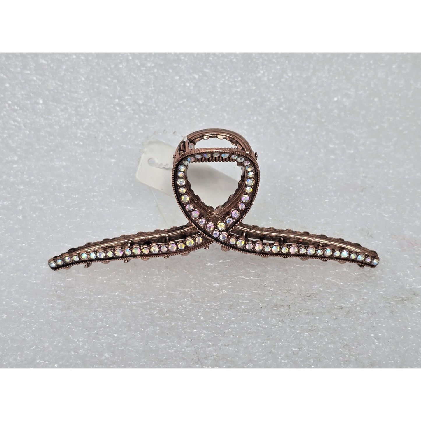 Rhinestone Bronze Tone Hair Claw Clip With Twist Design
