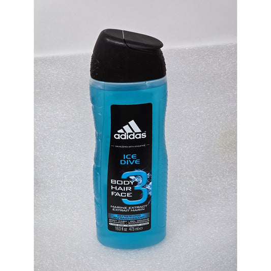 Adidas Ice Dive 3-In-1 Body Hair Face Wash Marine Extract 16 Fl Oz