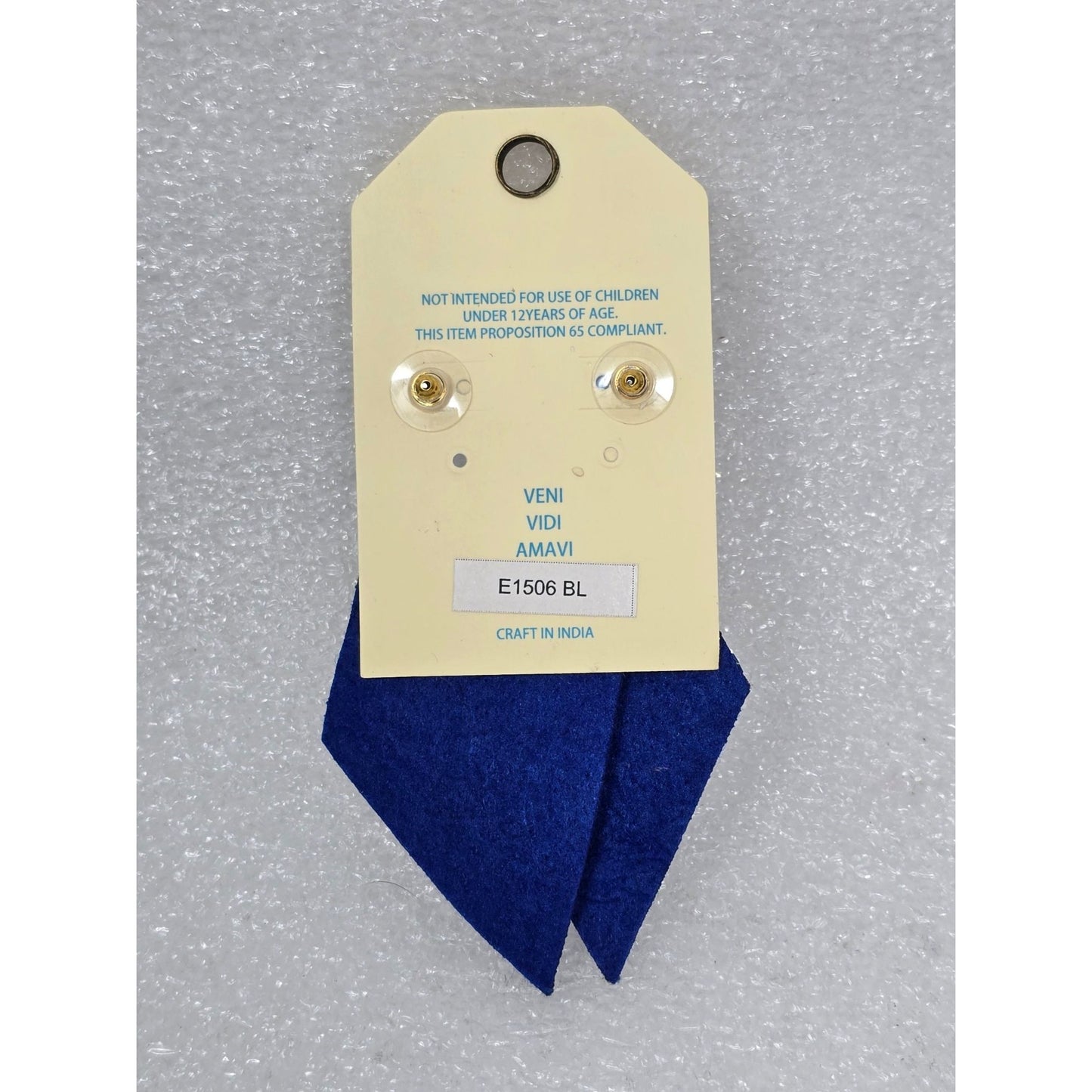 Beaded Blue & White Diamond Statement Earrings By Ciel