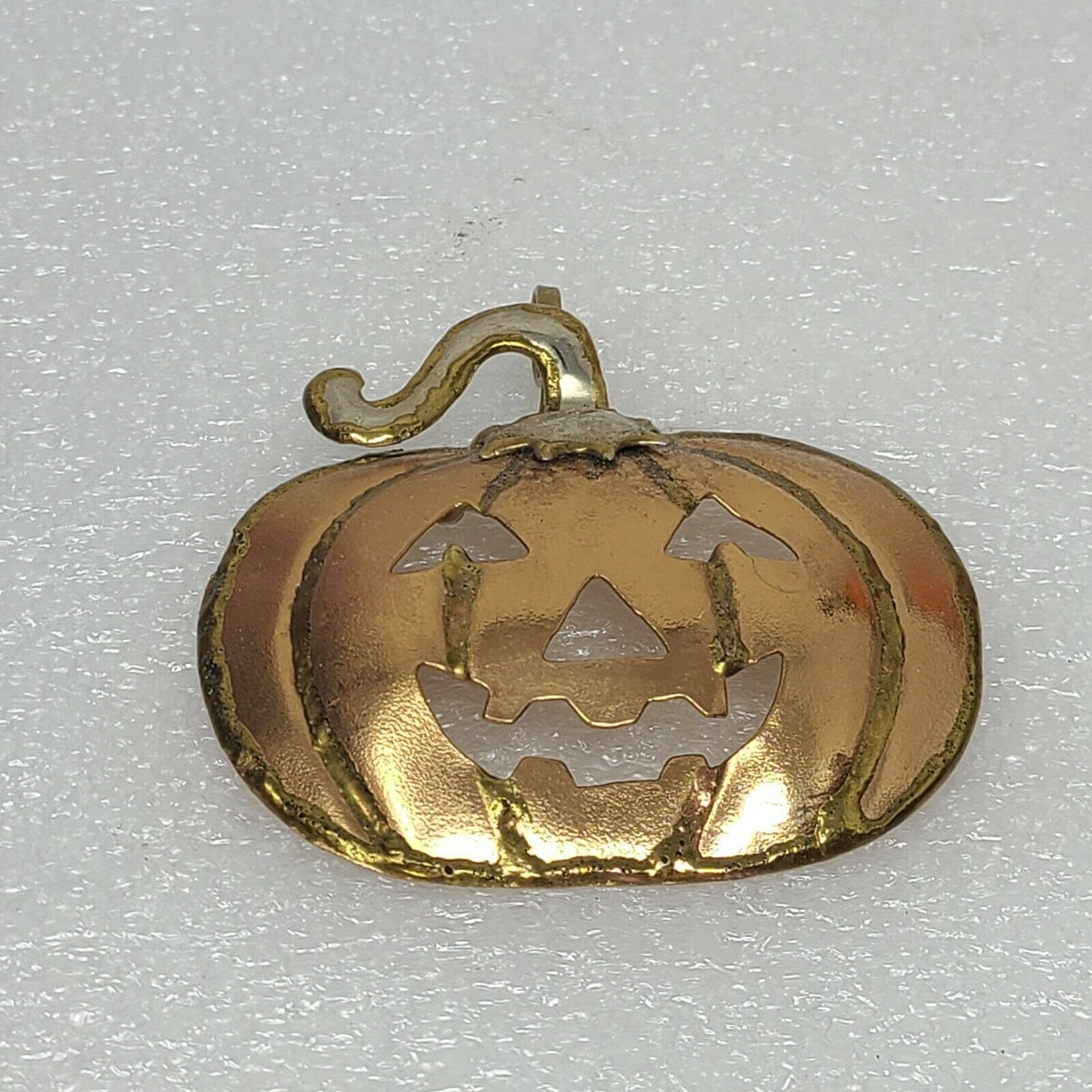 Vintage Pumpkin Jack O Lantern Brooch Pin Metal