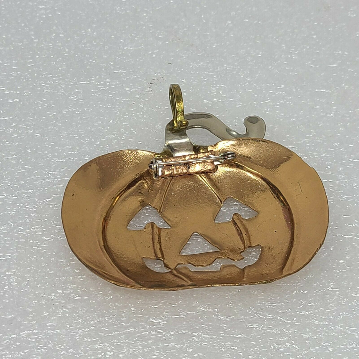 Vintage Pumpkin Jack O Lantern Brooch Pin Metal