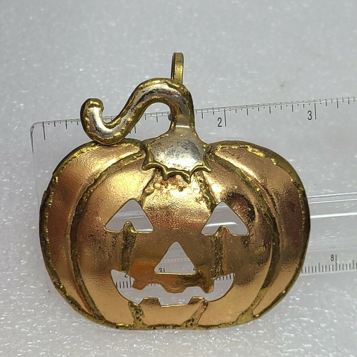 Vintage Pumpkin Jack O Lantern Brooch Pin Metal