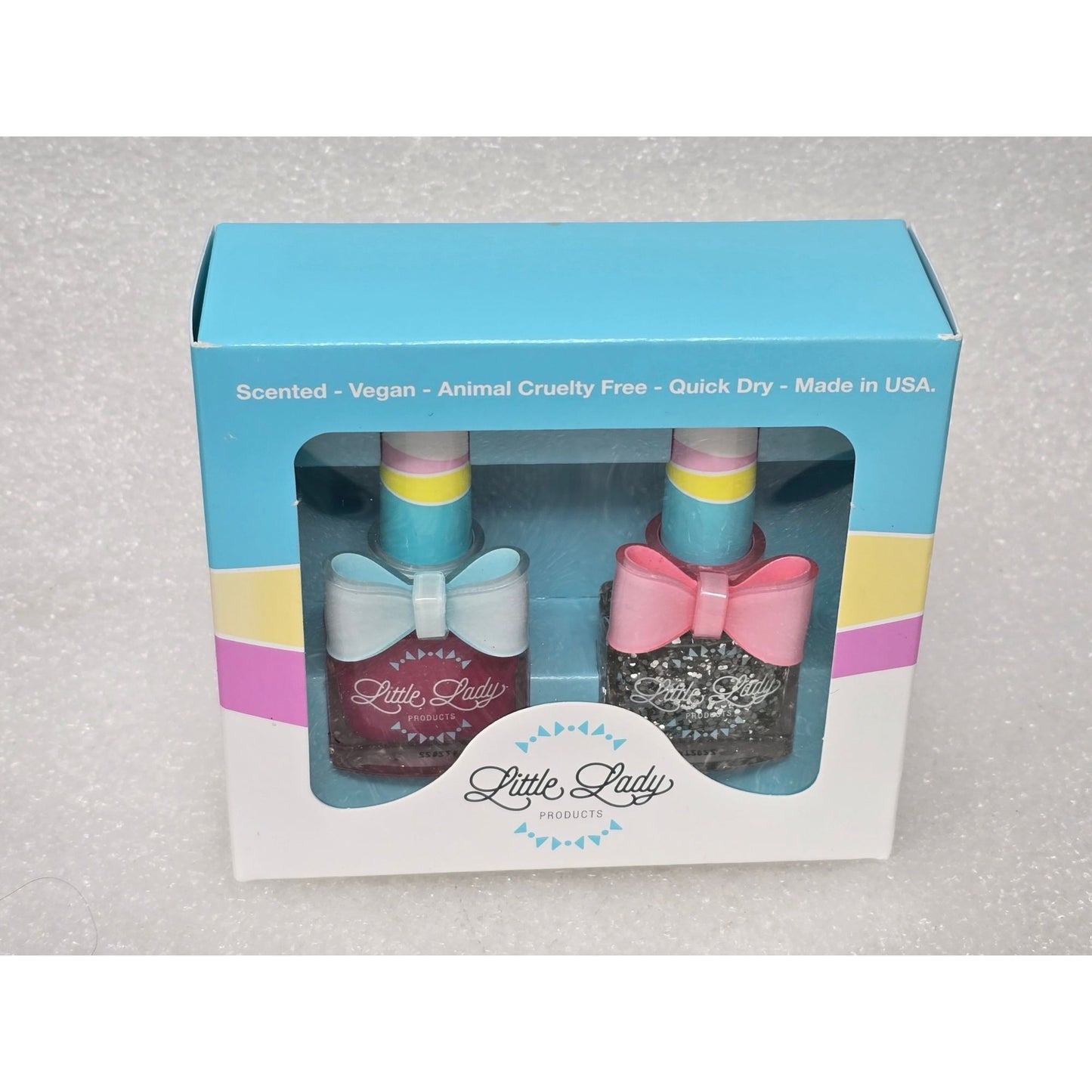 Little Lady Scented Vegan Nail Polish Set With Wearable Bow Rings Fairy Duo