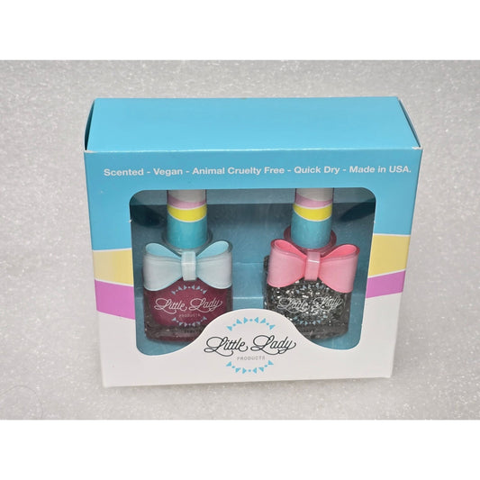 Little Lady Scented Vegan Nail Polish Set With Wearable Bow Rings Fairy Duo