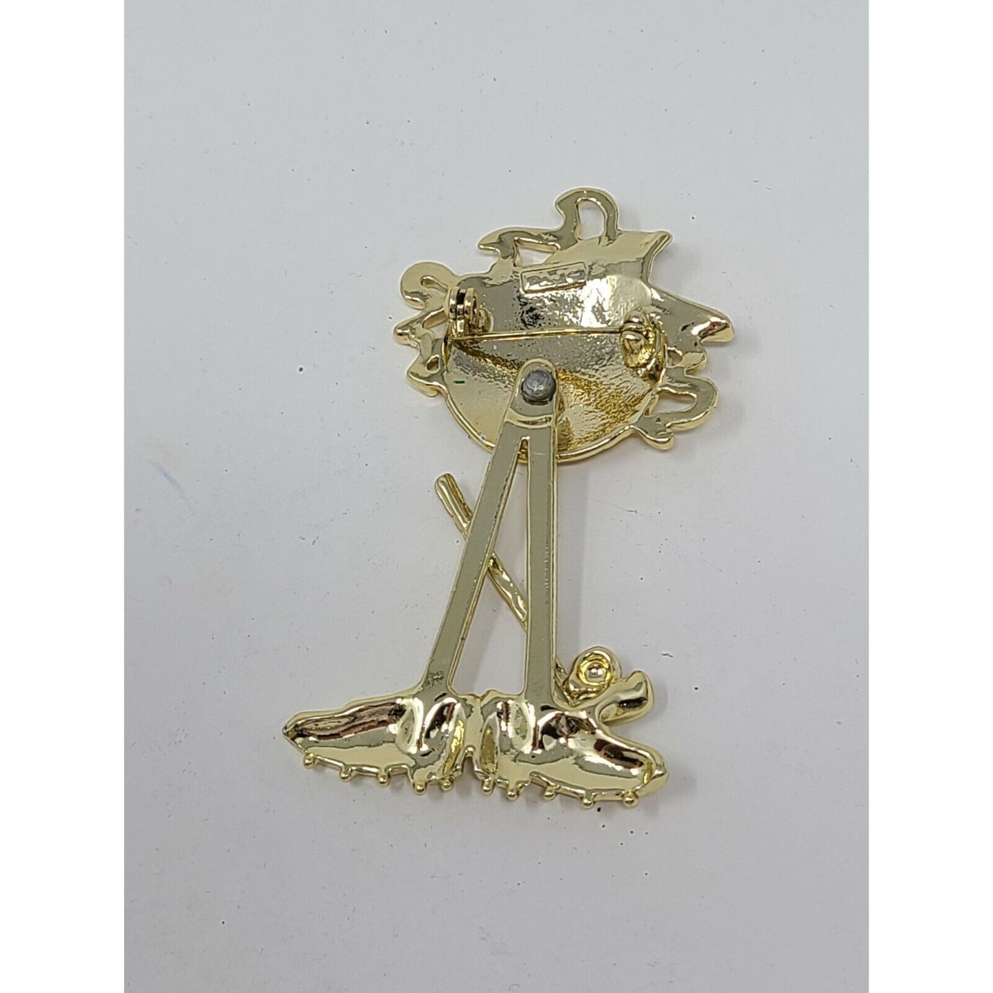 Vintage AJC Golfing Brooch Humorous Kinetic Gold Tone Golf Ball Pin