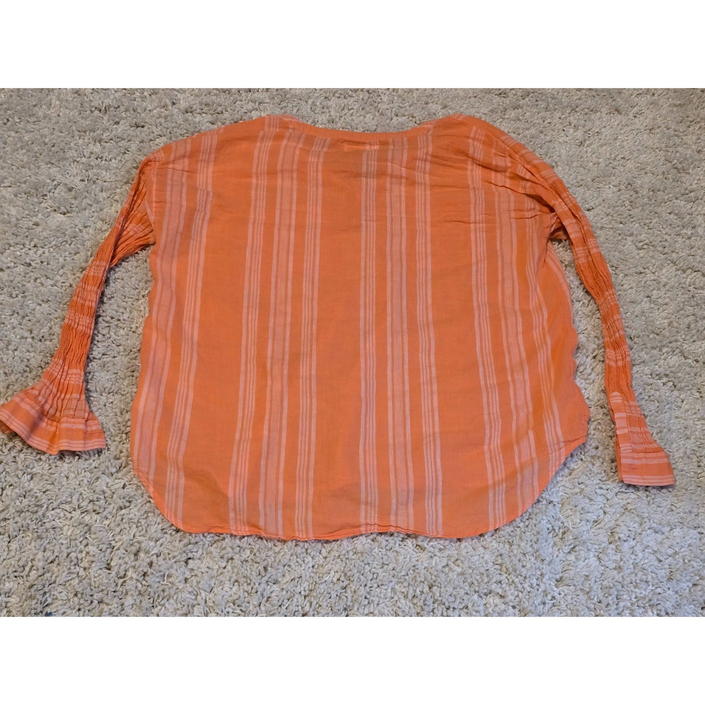 Old Navy Women's XL Orange Striped Tunic Blouse Long Sleeve Boho Casual Top