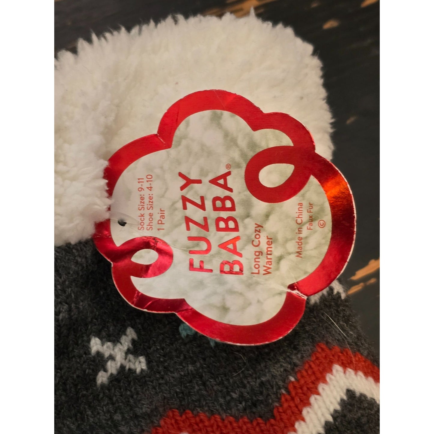 Fuzzy Babba Long Cozy Warmer Socks With Penguin & Reindeer Antlers Design