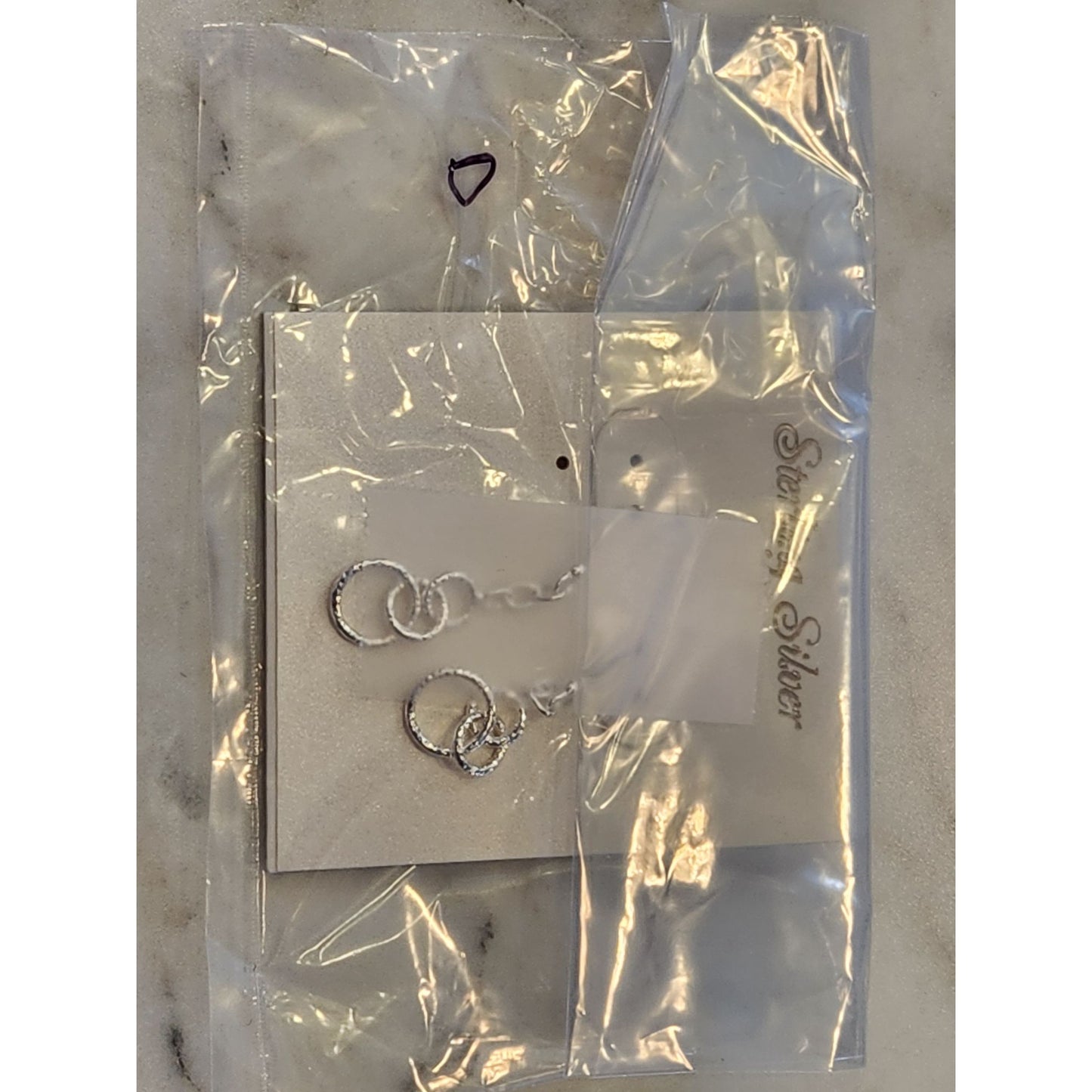 Sterling Silver Dangle Earrings With Hammered Triple Circle Design