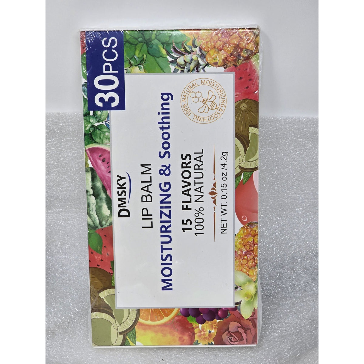 Dmsky Lip Balm Set 30 Pcs 15 Flavors 100% Natural Moisturizing & Soothing