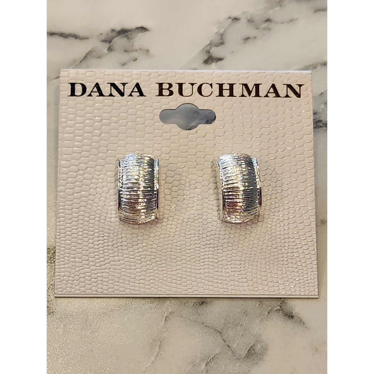 Dana Buchman Silver-Tone Ribbed Textured Half-Hoop Earrings For Women