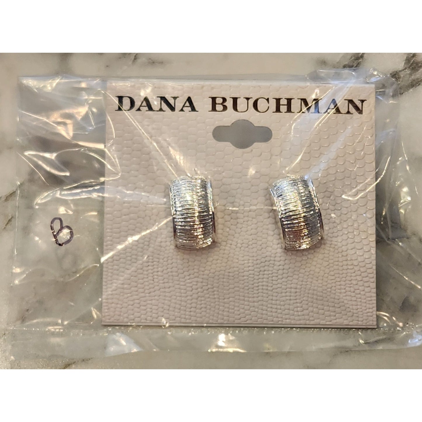 Dana Buchman Silver-Tone Ribbed Textured Half-Hoop Earrings For Women
