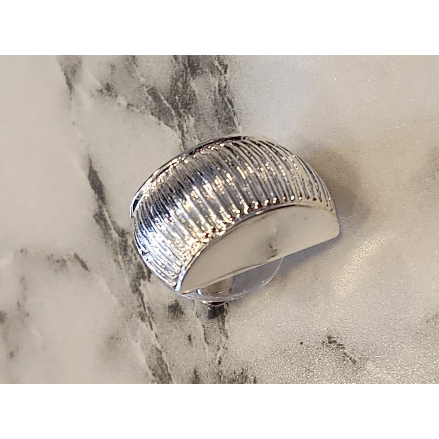 Dana Buchman Silver-Tone Ribbed Textured Half-Hoop Earrings For Women