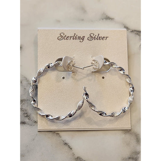 Sterling Silver Twisted Hoop Earrings