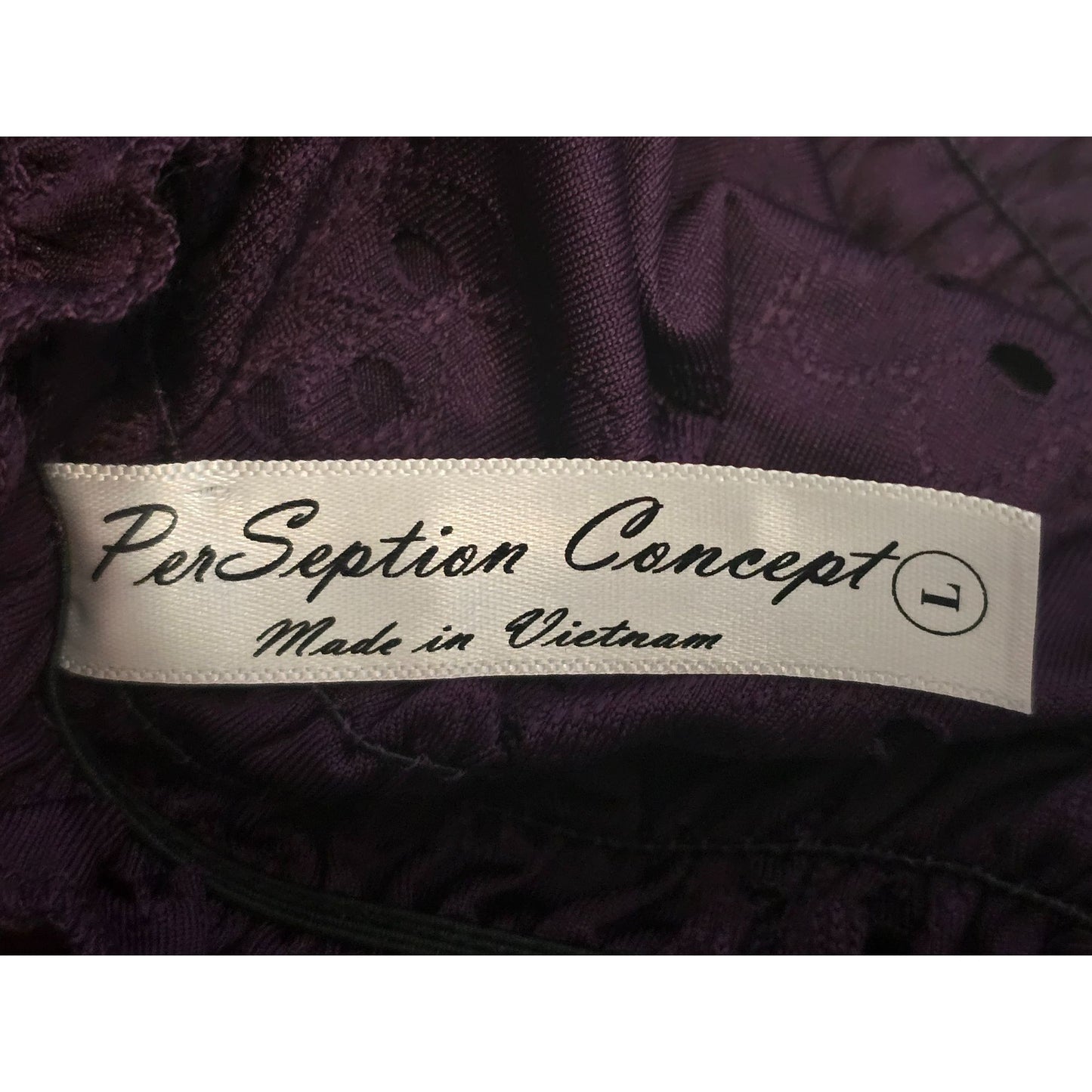 PerSeption Concept Women's Large Purple Eyelet Off Shoulder Peasant Blouse