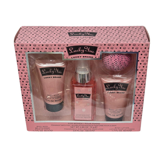 Lucky You Fragrance Gift Set Body Wash Fragrance Mist Lotion & Bath Fizz
