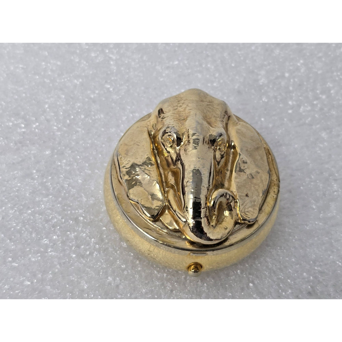 Gold-Tone Elephant Design Pill Box Organizer With Mirror & 3 Compartments
