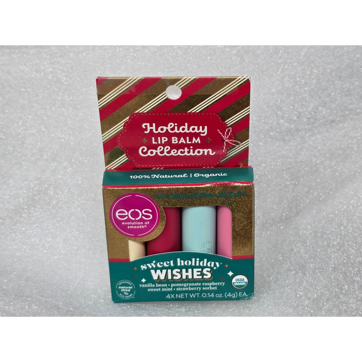 EOS Holiday Lip Balm Collection Sweet Holiday Wishes 4 Pk Pomegranate Raspberry