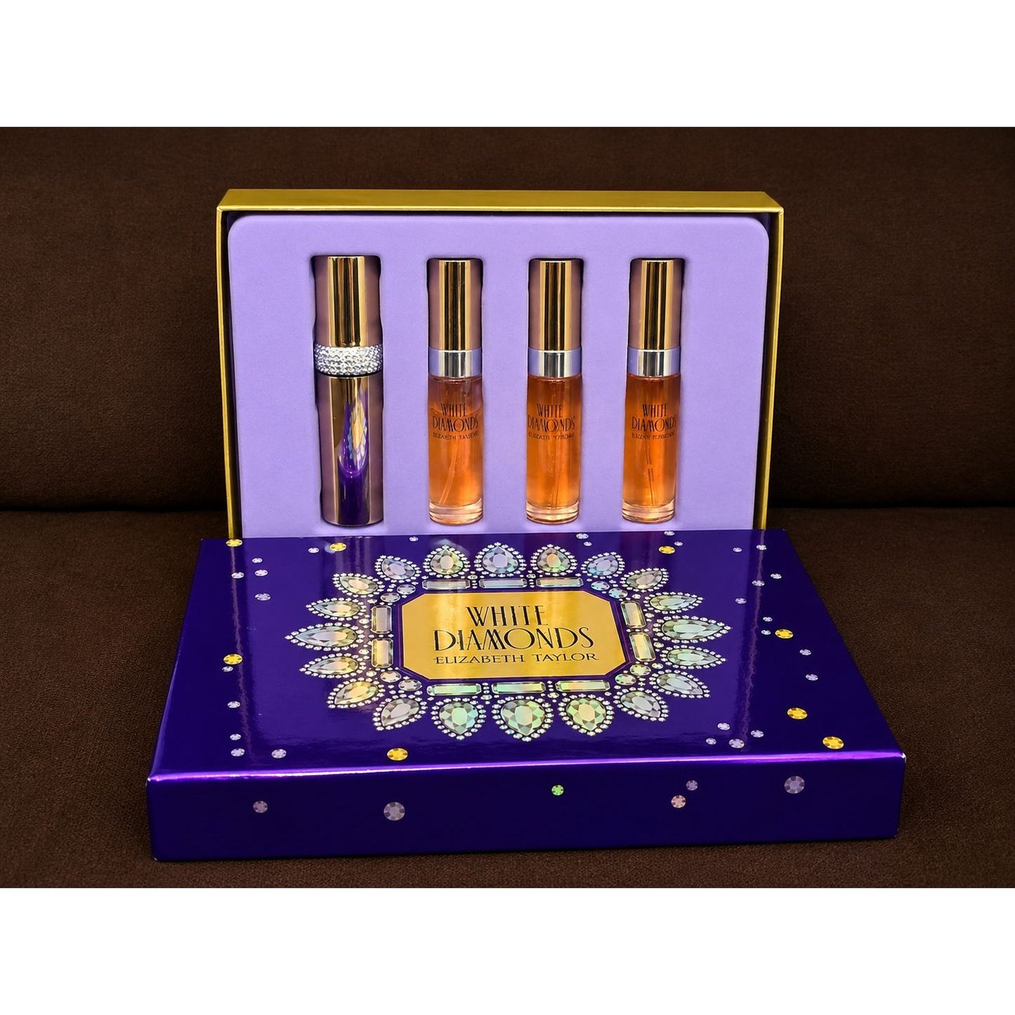 Elizabeth Taylor White Diamonds 4 Piece Perfume Spray Gift Set Purse Atomizer