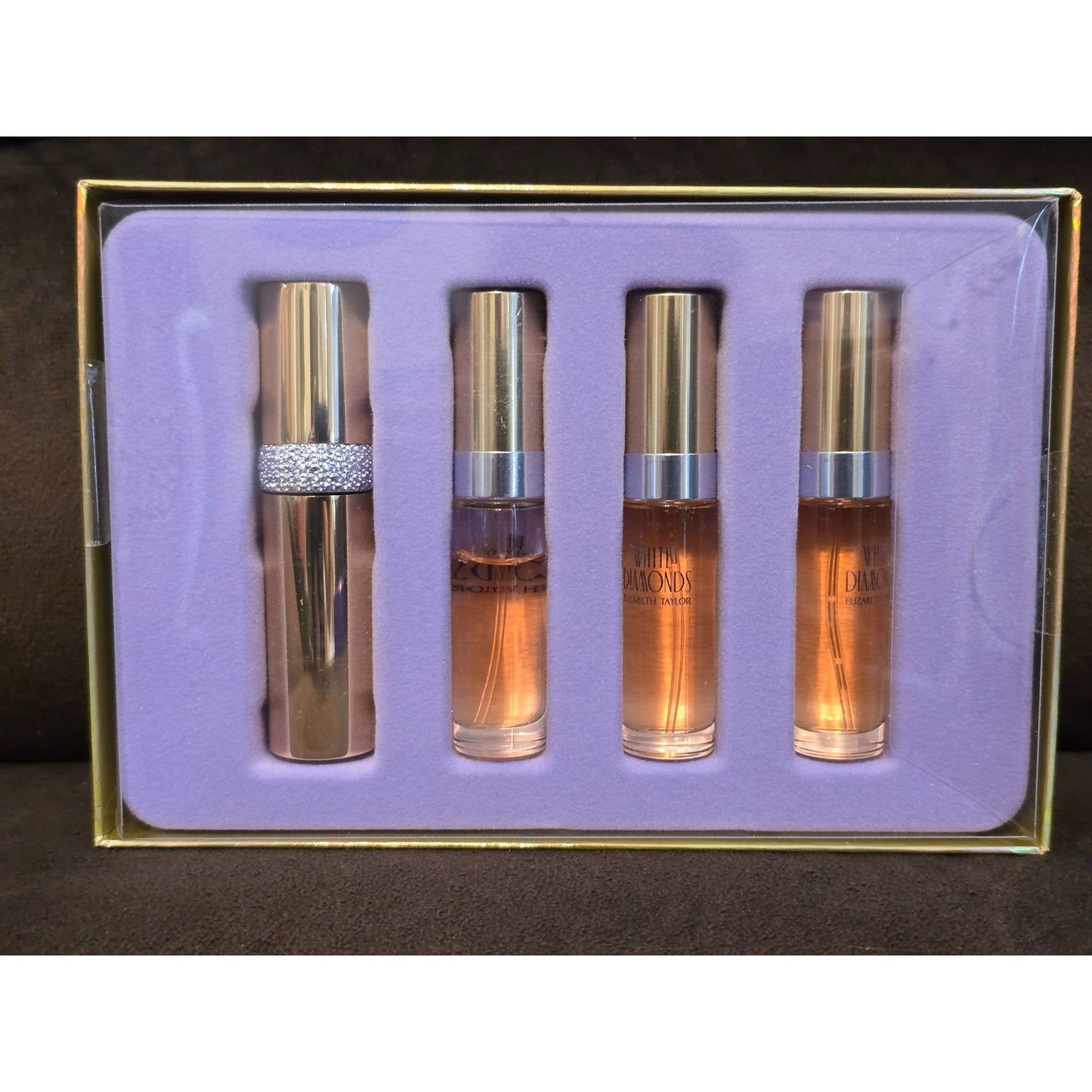 Elizabeth Taylor White Diamonds 4 Piece Perfume Spray Gift Set Purse Atomizer