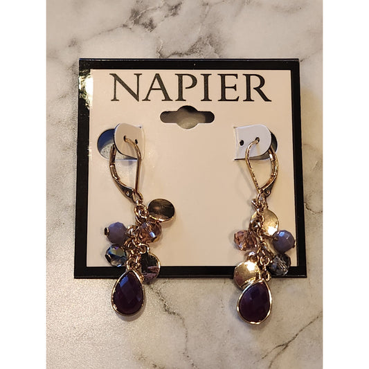Napier Gold-Tone Multi-Stone Drop Earrings