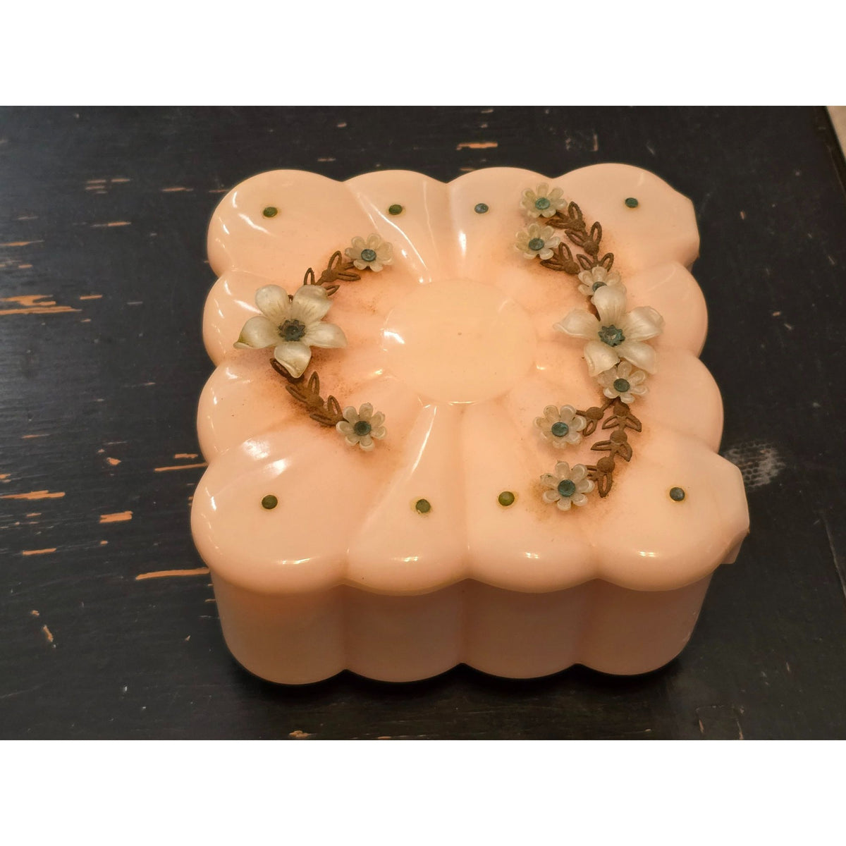 Vintage Menda Pink Floral Tissue Box Holder Vanity Dispenser Retro Shabby Chic