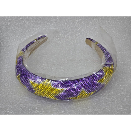 Purple & Yellow Star Embellished Headband With Rhinestones For Women