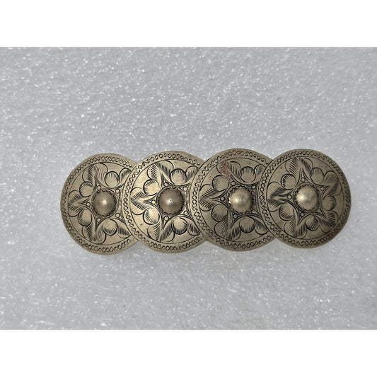 Vintage Hair Clip Barrette With Engraved Floral Design Women’s Accessory