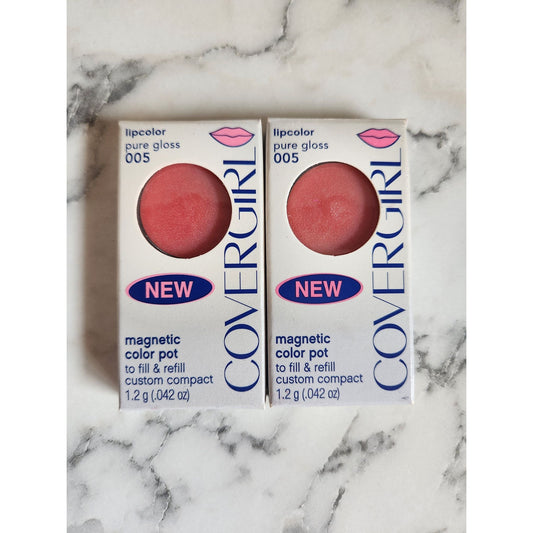 Lot of 2 Covergirl Lipcolor Magnetic Color Pot Pure Lip Gloss 005 Custom Compact