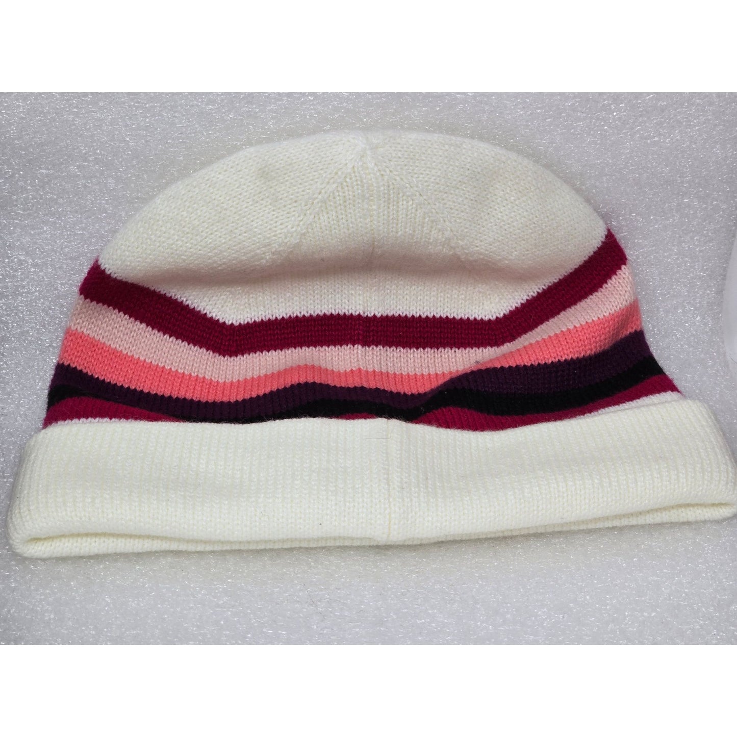 Kate Spade Women's Striped Knit Beanie Hat Pink & Cream Acrylic
