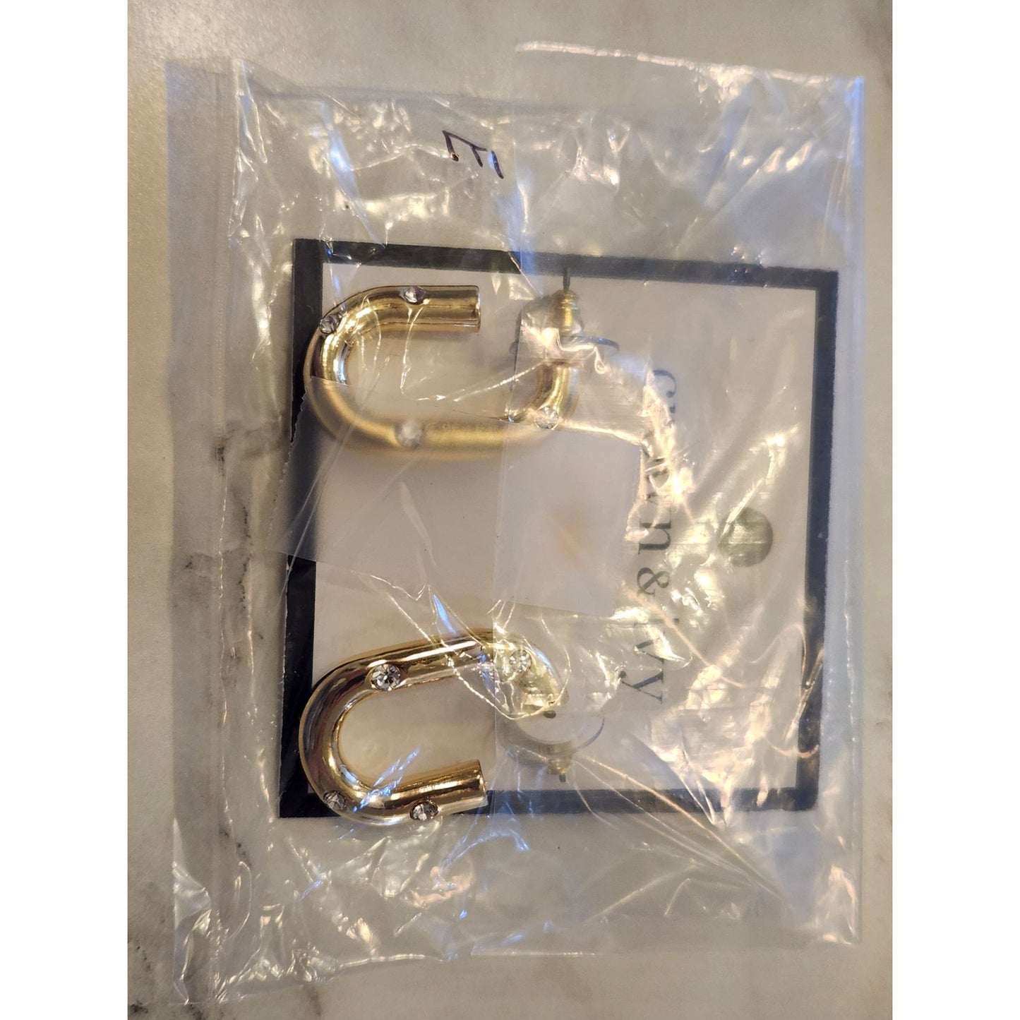 Gold-Tone Hoop Earrings With Rhinestone Accents By Crown & Ivy