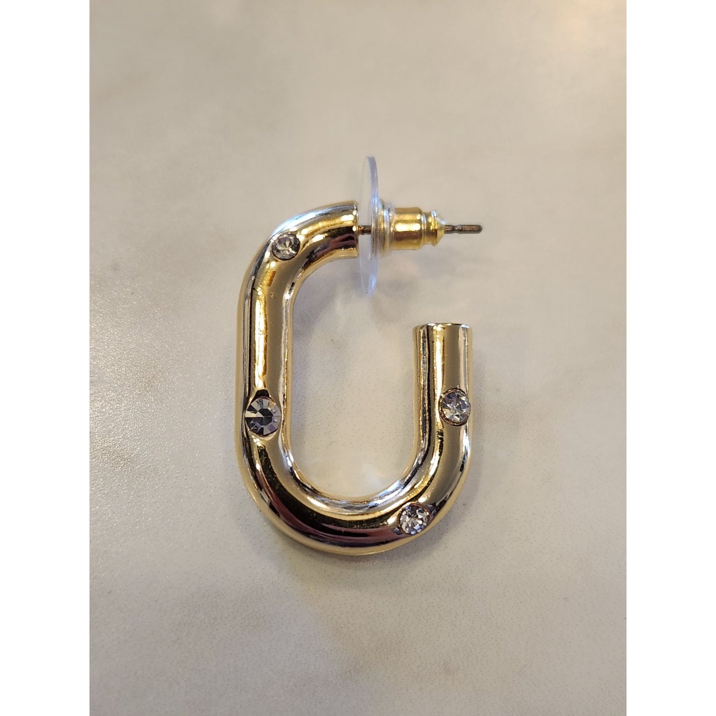 Gold-Tone Hoop Earrings With Rhinestone Accents By Crown & Ivy