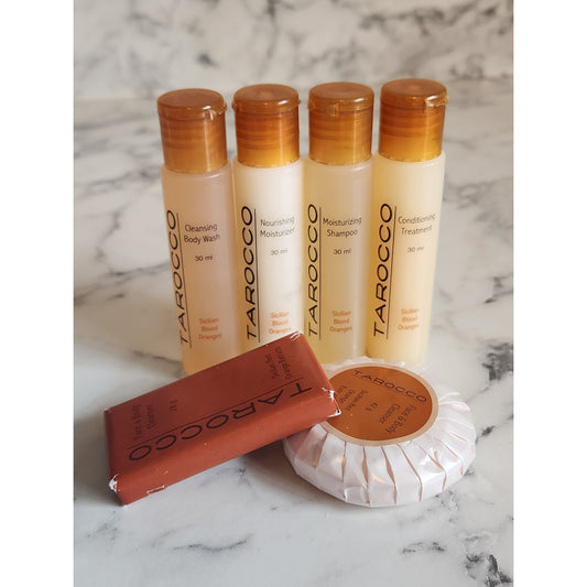 Tarocco Sicilian Red Orange Hotel Bath Set Travel Size