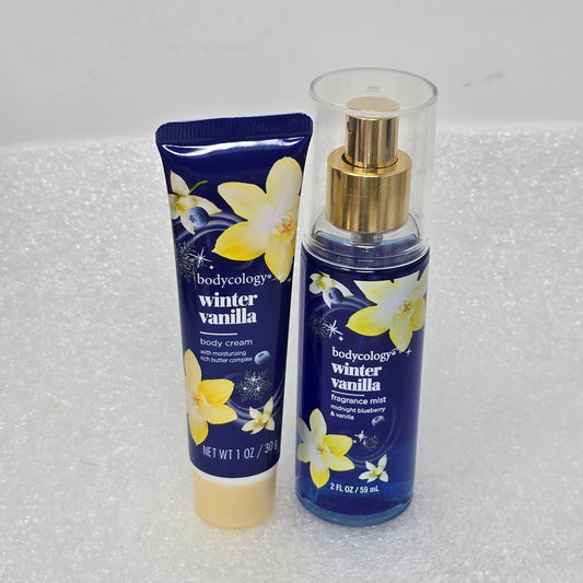 Bodycology Winter Vanilla Body Cream & Fragrance Mist Set Travel Size