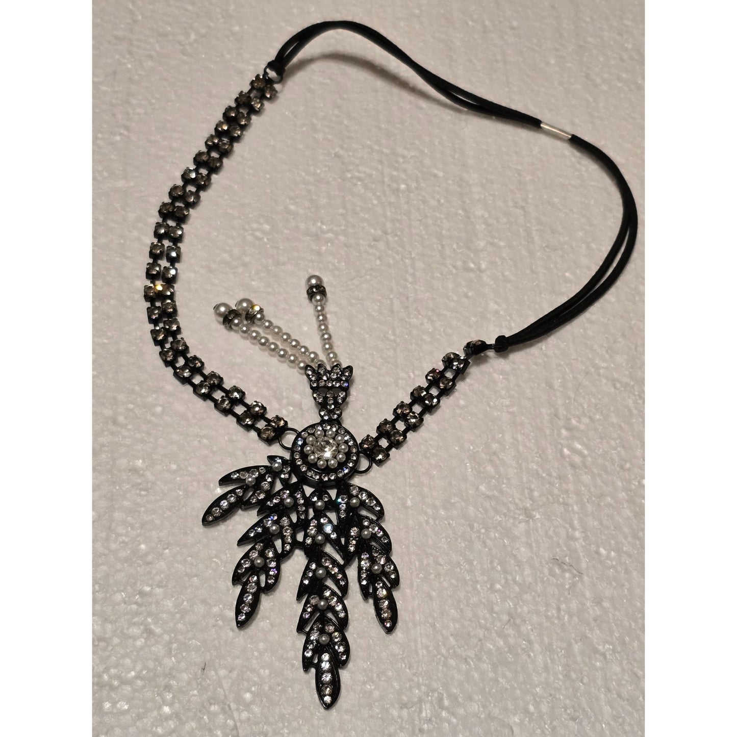 Babeyond 1920's Flapper Headpiece With Rhinestones & Faux Pearl Accents