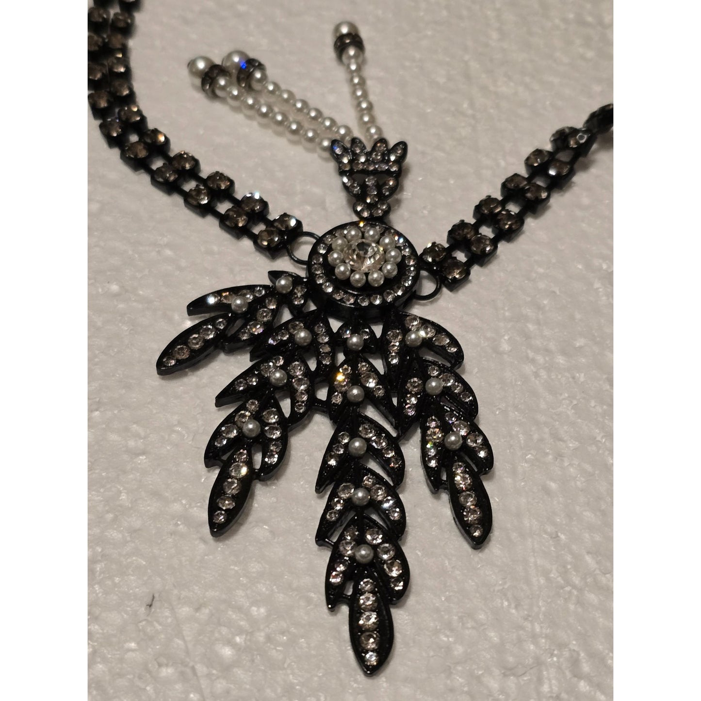 Babeyond 1920's Flapper Headpiece With Rhinestones & Faux Pearl Accents