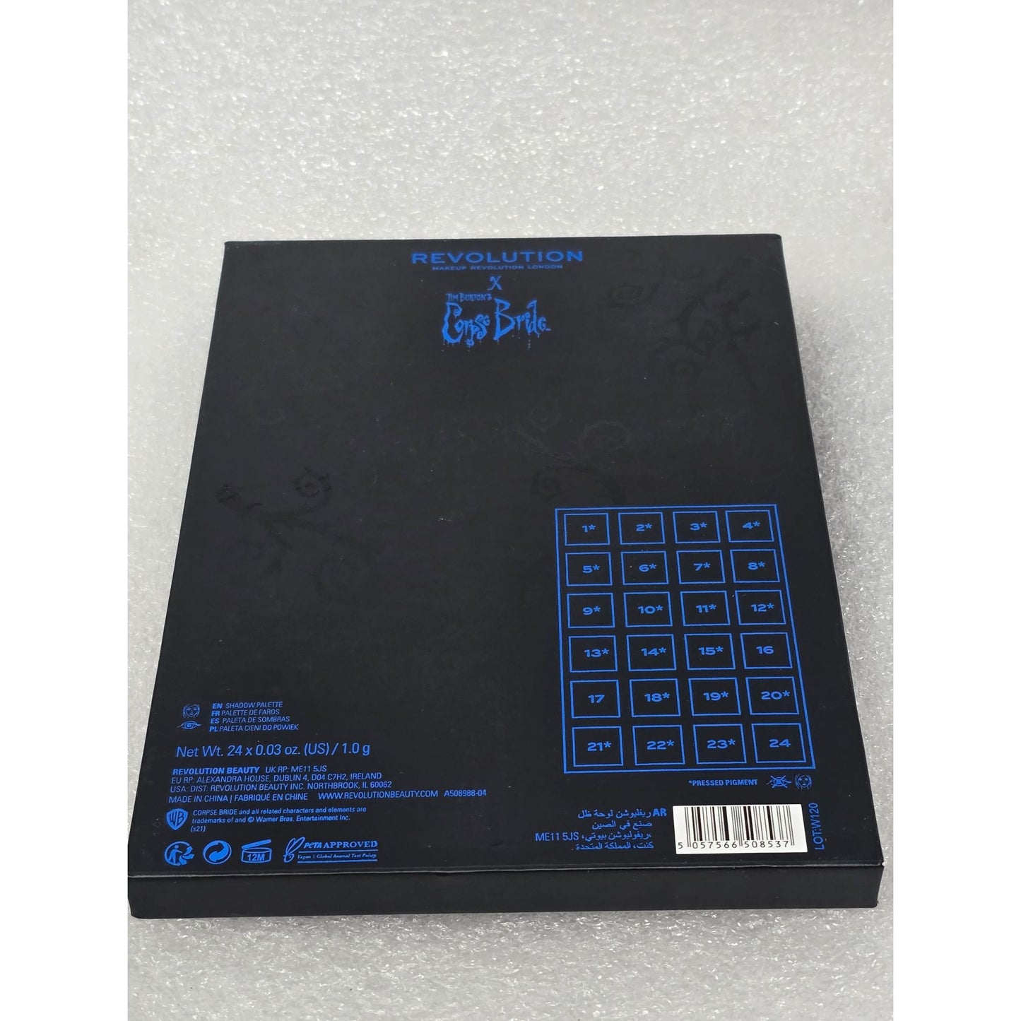 Revolution X Corpse Bride Eyeshadow Palette 24 Shades Tim Burton Collaboration