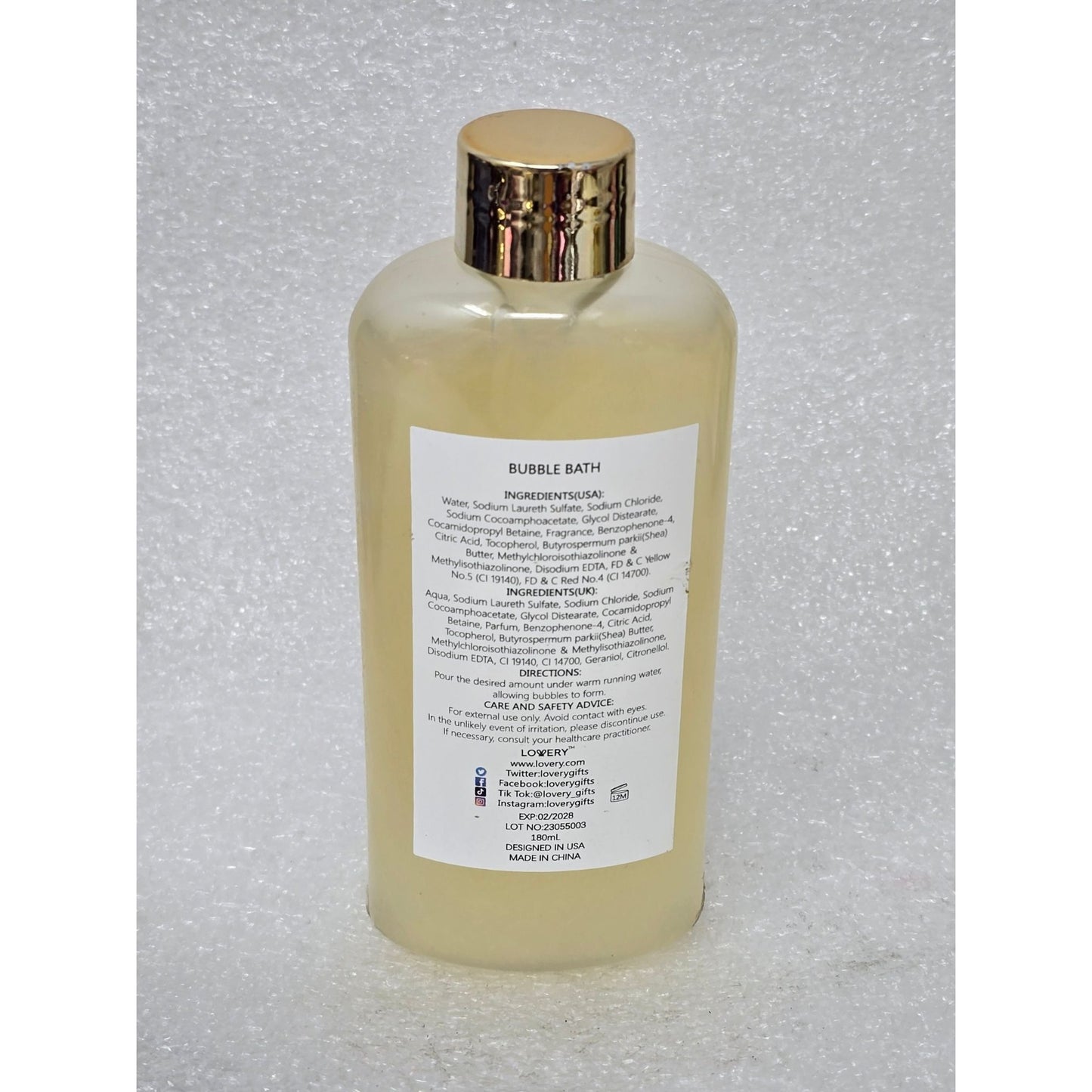 Lovery White Rose & Jasmine Bubble Bath Soft Fresh Bath Liquid 180mL