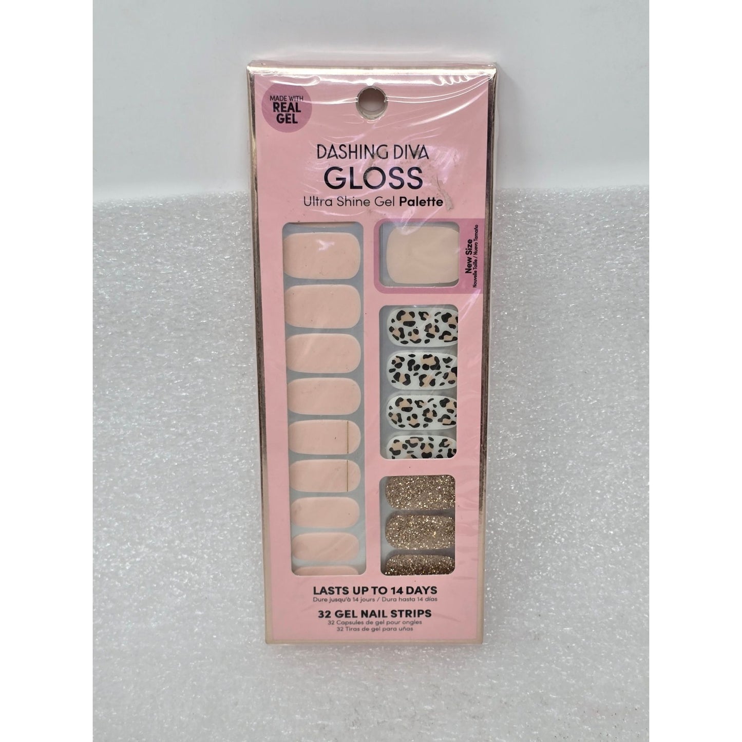Dashing Diva Gloss Ultra Shine Gel Palette Nail Strips Cheetah-Licious 32 Count