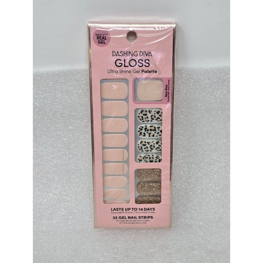 Dashing Diva Gloss Ultra Shine Gel Palette Nail Strips Cheetah-Licious 32 Count