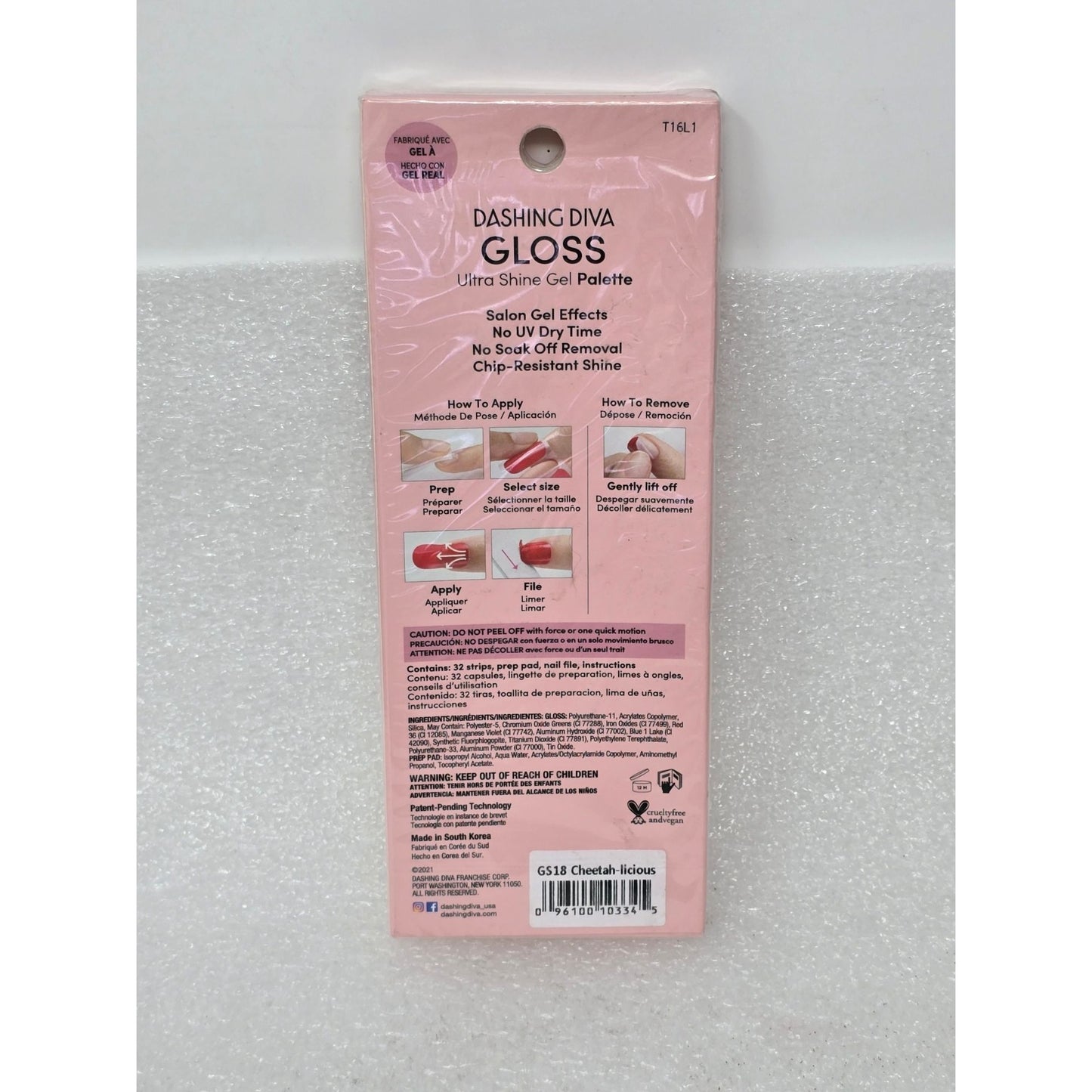 Dashing Diva Gloss Ultra Shine Gel Palette Nail Strips Cheetah-Licious 32 Count