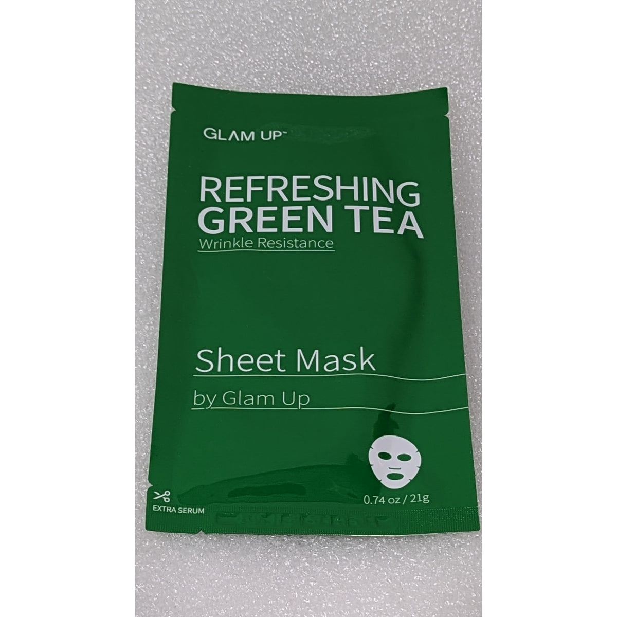 Glam Up Refreshing Green Tea Sheet Mask - Wrinkle Resistance Extra Serum 0.74 Oz / 21g