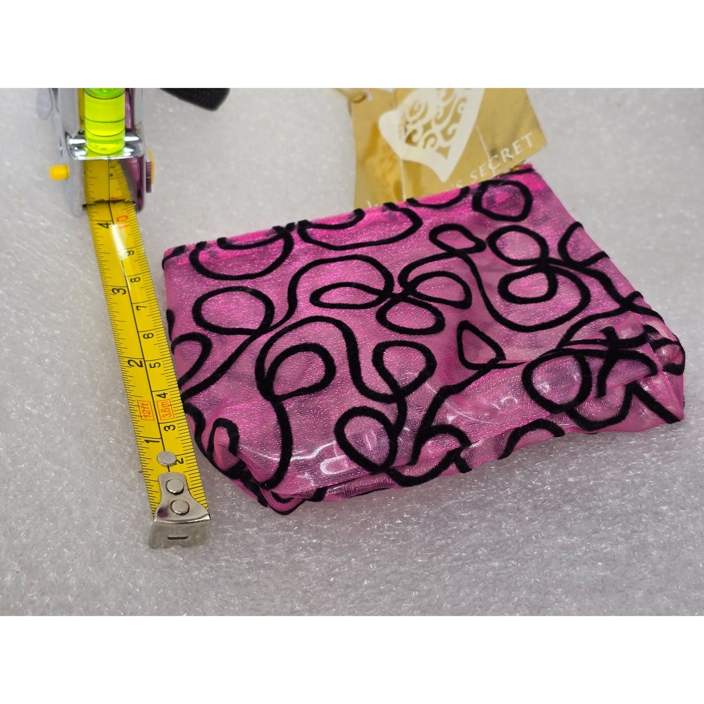 Victoria's Secret Pink & Black Abstract Design Cosmetic Pouch Bag 4" x 3 1/2"