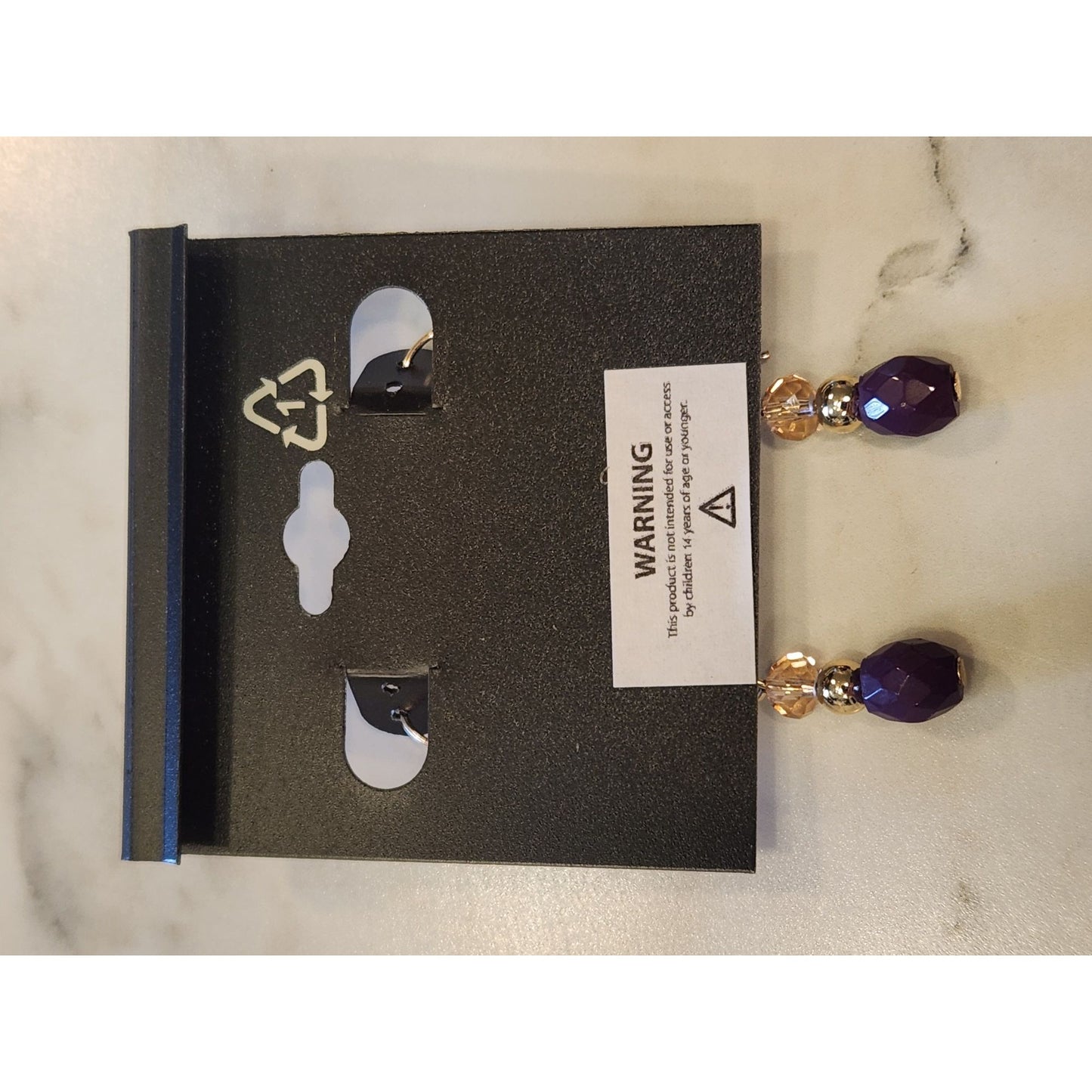 Napier Gold-Tone Drop Earrings With Purple & Peach Beads