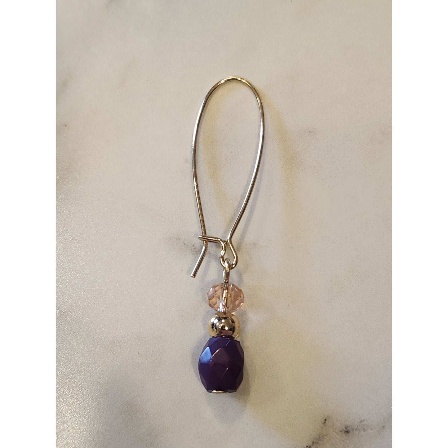 Napier Gold-Tone Drop Earrings With Purple & Peach Beads