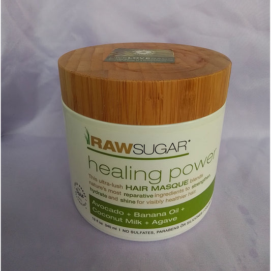 Raw Sugar Healing Power Hair Masque Avocado Banana Oil Coconut Milk Agave 12 Oz