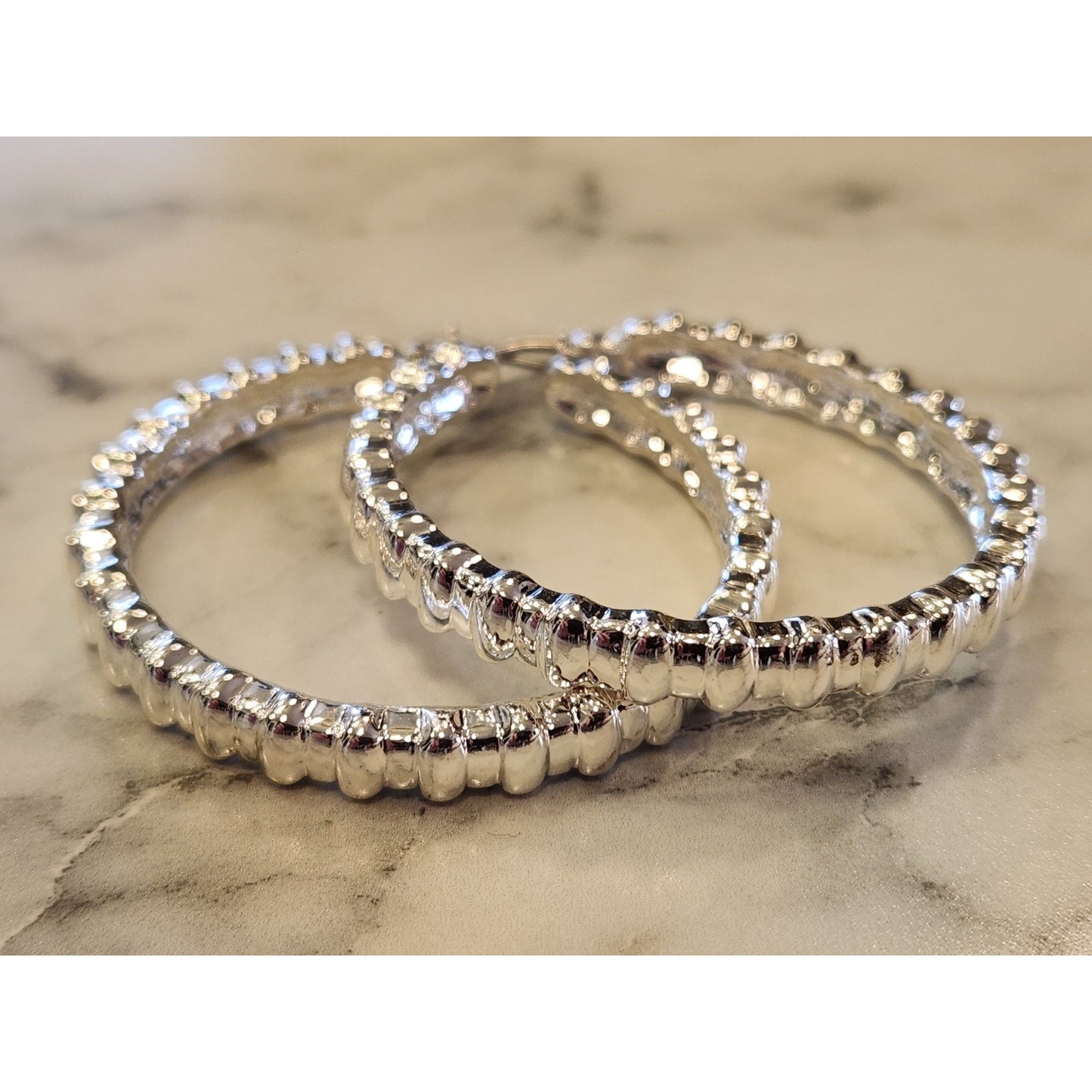Gloria Vanderbilt Silver-Tone Textured Hoop Earrings
