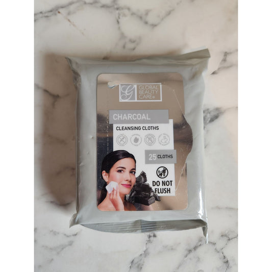 Global Beauty Care Charcoal Cleansing Cloths 25 Count For Makeup Removal & Skincare