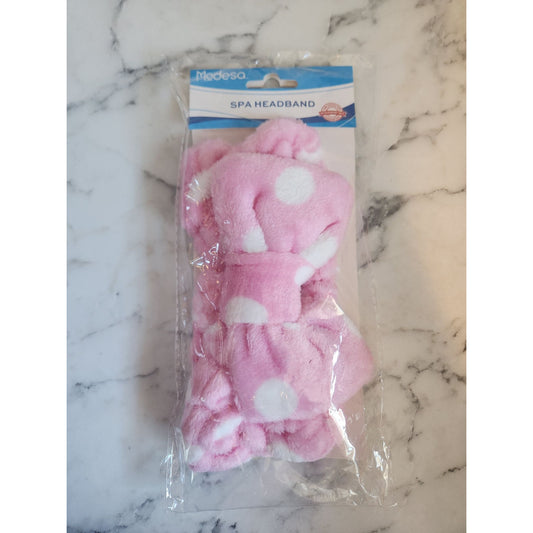 Modesa Pink Spa Headband With White Polka Dots