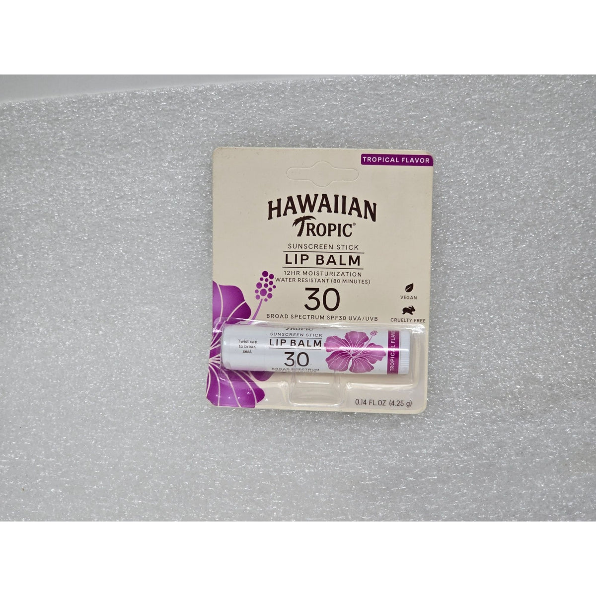 Hawaiian Tropic SPF 30 Sunscreen Lip Balm Tropical Flavor Water Resistant