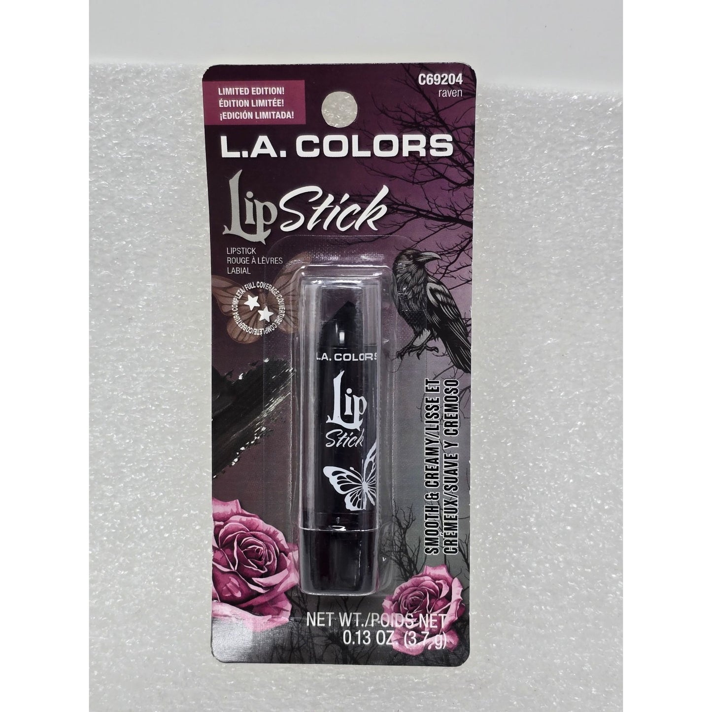 L.A. Colors Lipstick Raven Limited Edition Soft Creamy Finish Smooth Glide